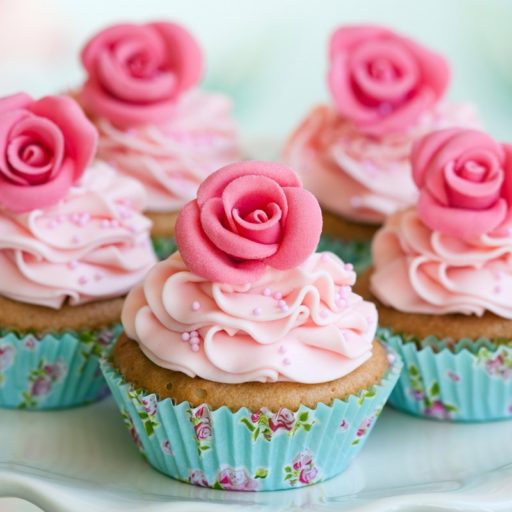 mesa-de-postres-cupcake-flor-rosa
